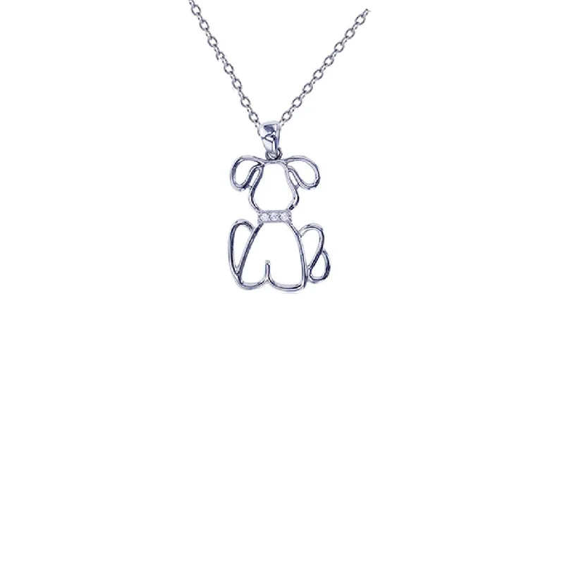 dainty gold necklaces for women -Dog Outline Necklace (Silver)