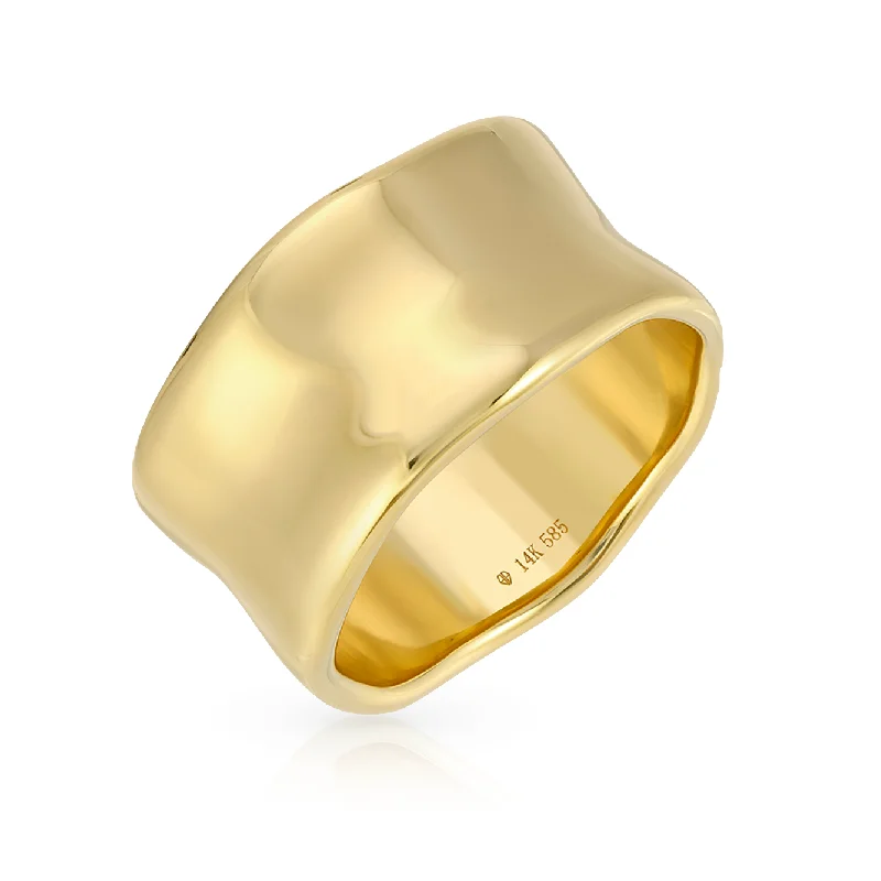 vintage wedding rings for women -Wavy Solid Cigar Ring