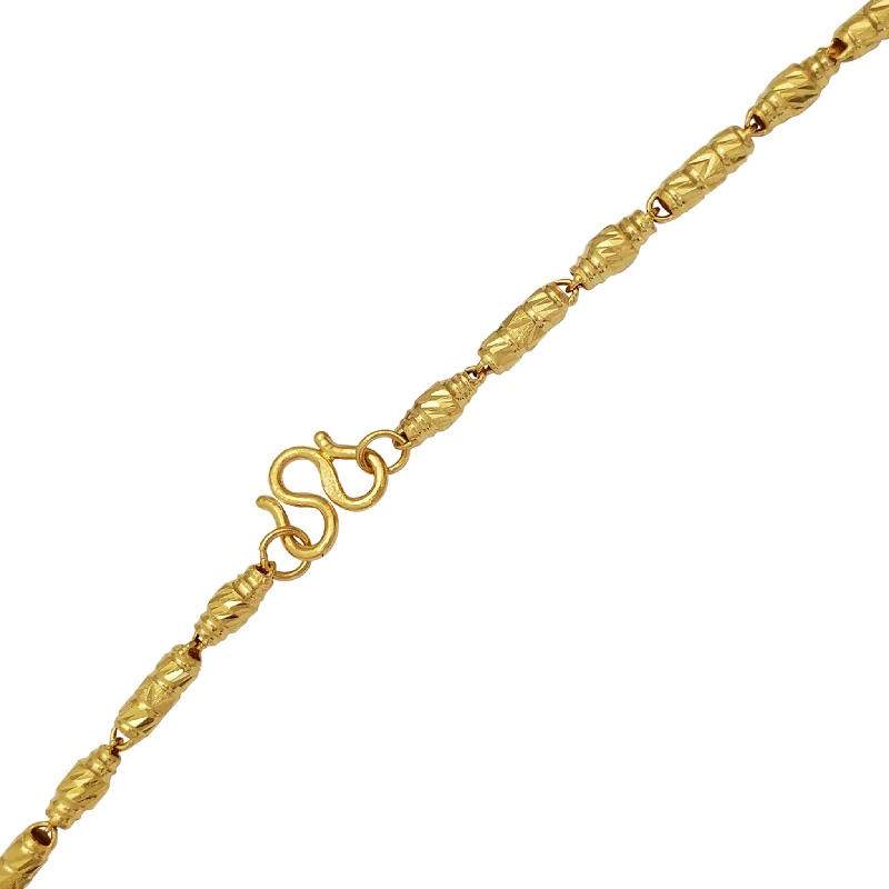 layered gold necklaces for women -Diamond-cut Glitter Textured Barrel Necklace (24K)