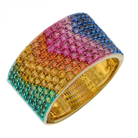 heart-shaped engagement rings for women -Rainbow Pave Cigar Ring