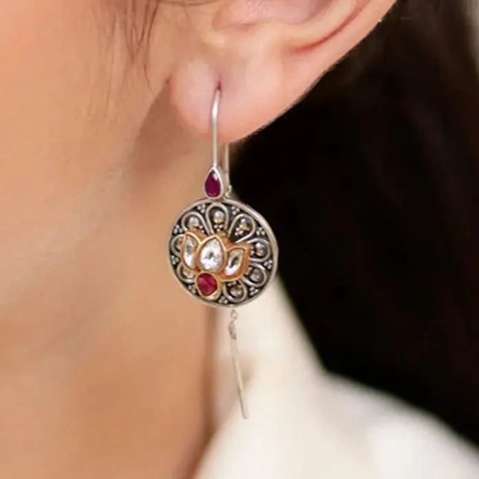 vintage earrings for women -Silver sui dhaga earrings