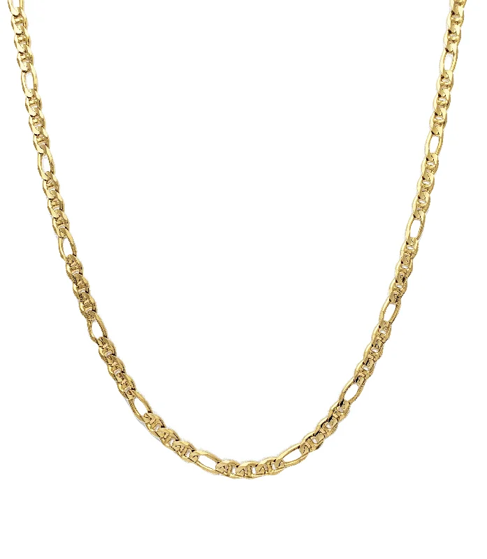 initial necklaces for women -Solid Flat Figaro & Mariner Necklace (14K)