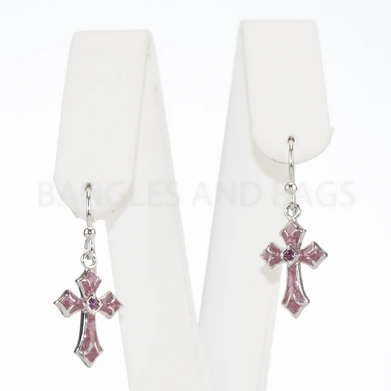 tassel drop earrings for women -Jody Coyote Baroque Sterling Silver Austrian Cross Earrings