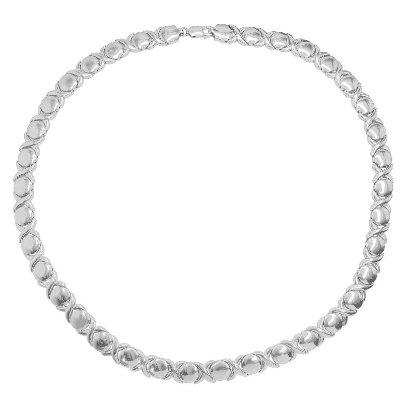 crystal chain necklaces for women -Plain XO Hugs & Kisses Fancy Necklace (Silver)