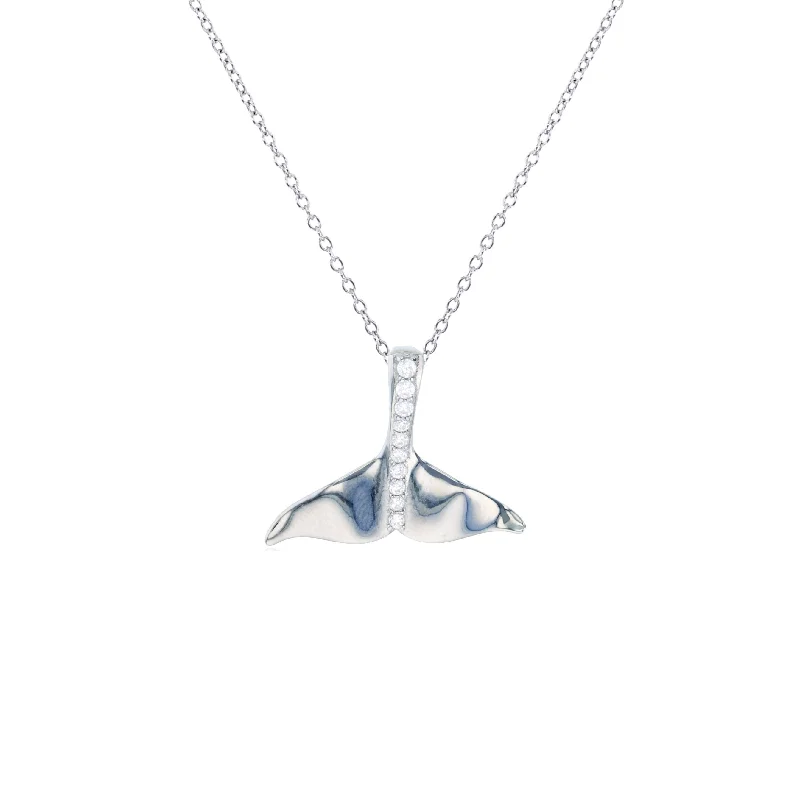 vintage necklaces for women -Dolphin Tail Necklace (Silver)