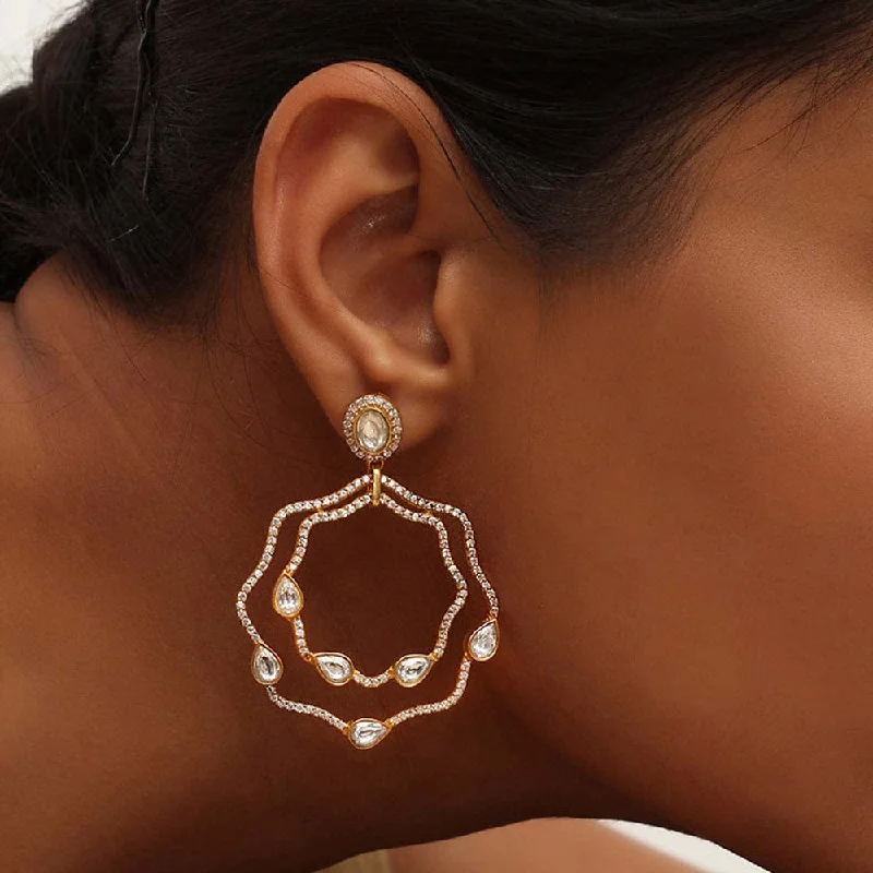 minimalist gold earrings for women -Silver Zircon Twirly Earring