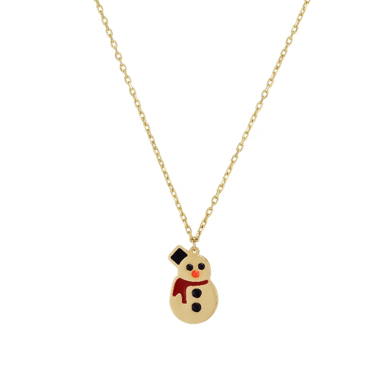 bohemian necklaces for women -Frosty the Snowman Necklace (14K)