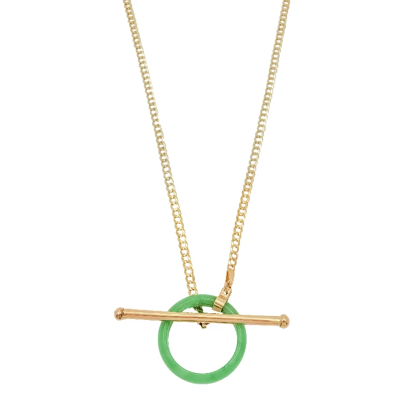 twist necklaces for women -jade ring toggle clasp necklace