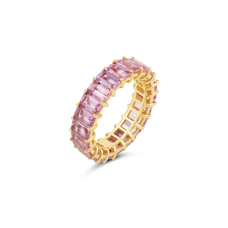 bridal rings for women -14k Gold Pink Sapphire Eternity Ring