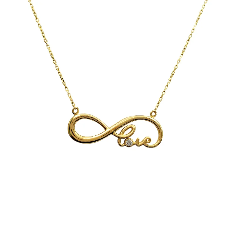 personalized necklaces for women -Zirconia Infinity Love Cable Fancy Necklace (14K)