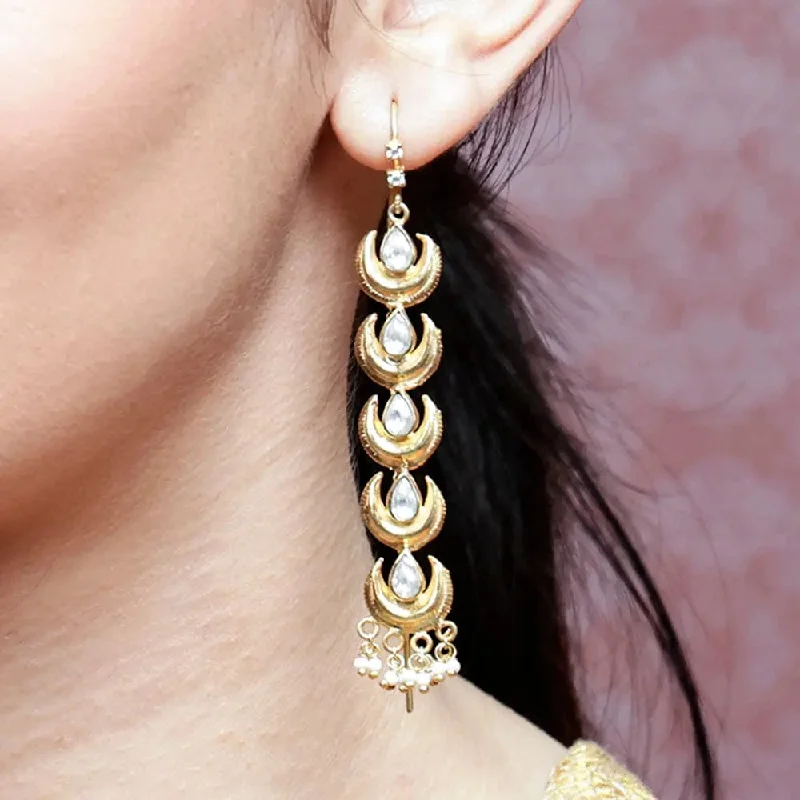 pearl stud earrings for women -Silver Long Sui Dhaga Earring