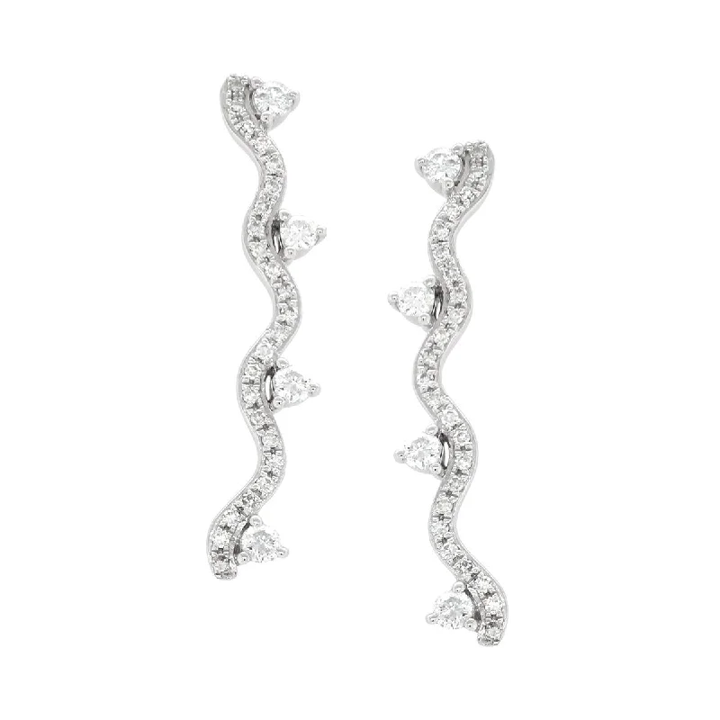 personalized stud earrings for women -WHITE GOLD DIAMOND DANGLE EARRINGS, .45 CT TW