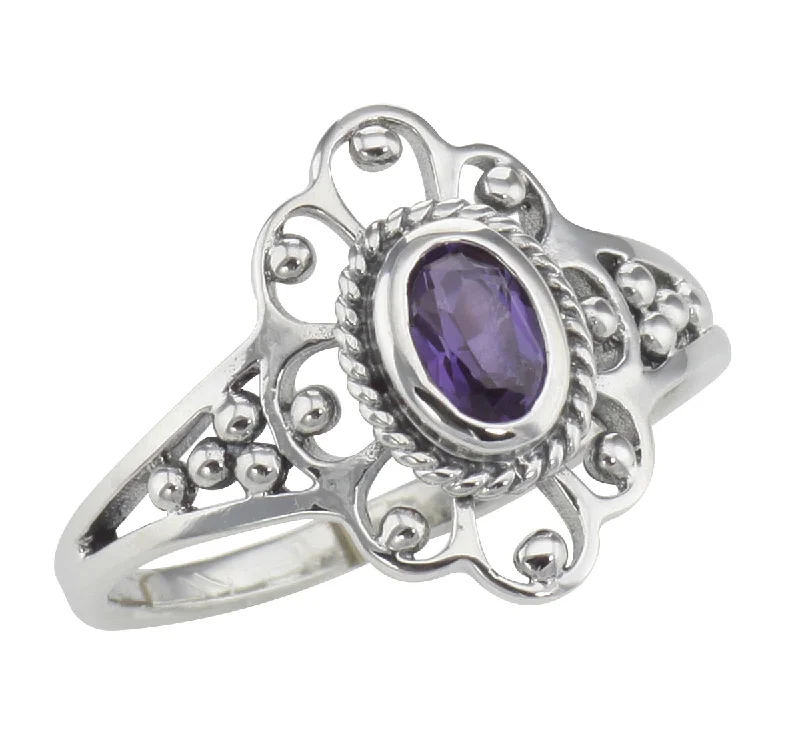 moonstone rings for women -Antique Style Amethyst Ring