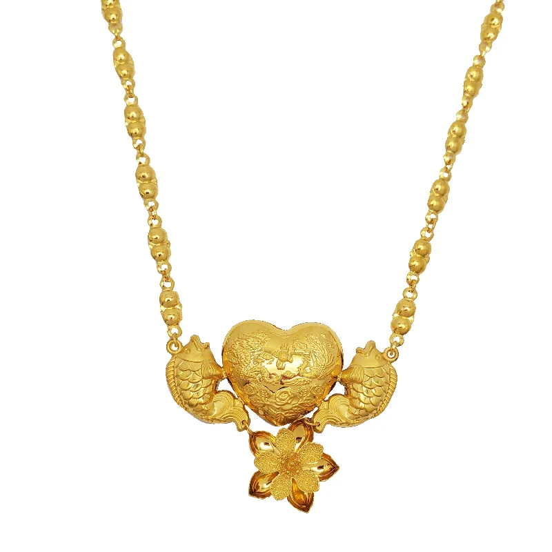 adjustable necklaces for women -Dragon With Phoenix Fancy Necklace  (24K)