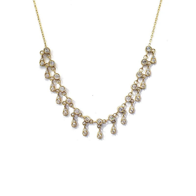 gold chain necklaces for women -Drizzle CZ Necklace (14K)