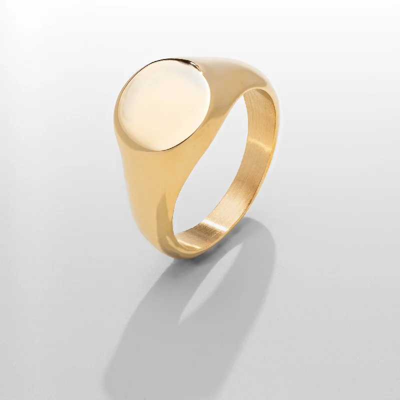 two-tone rings for women -Round Signet Ring (Gold)