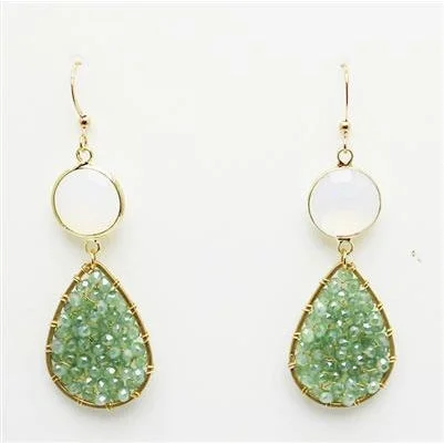 gold ear cuffs for women -Crystal Teardrop Earrings - Mint