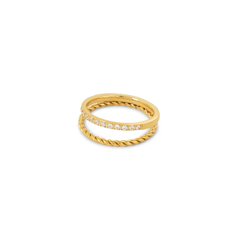 white gold rings for women -Larissa Layered Ring - Gold