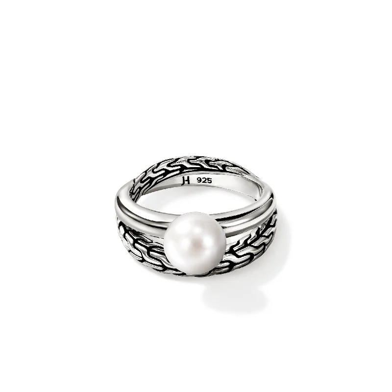 rose-cut diamond rings for women -John Hardy two row cultured fresh water pearl ring