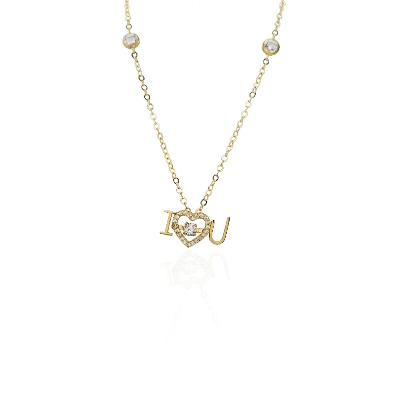 14k gold necklaces for women -I Love You Heart CZ Pendant Necklace (14K).