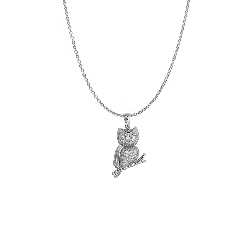 rose gold pendant necklaces for women -Owl Necklace (Silver)