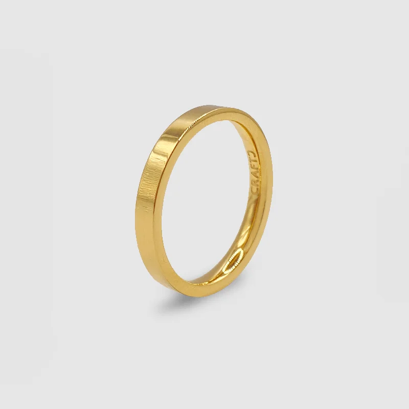 birthstone rings for women -Flat Band Ring (Gold) 3mm