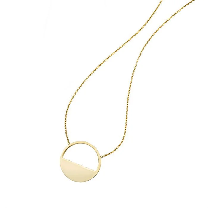 simple necklaces for women -Half Circle Necklace (14K)