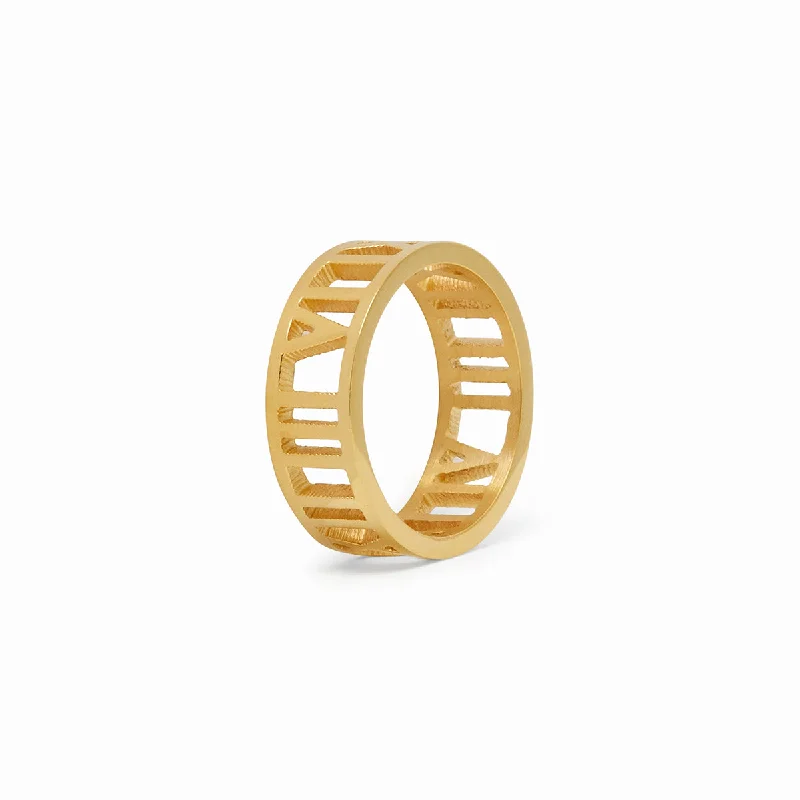 stacked wedding rings for women -Hollow Numerals Ring - Gold