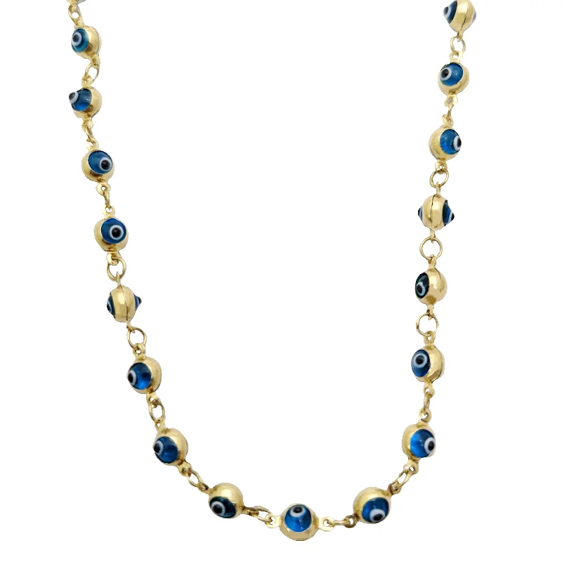 gold necklaces for women -Blue Evil Eye Necklace (14K)