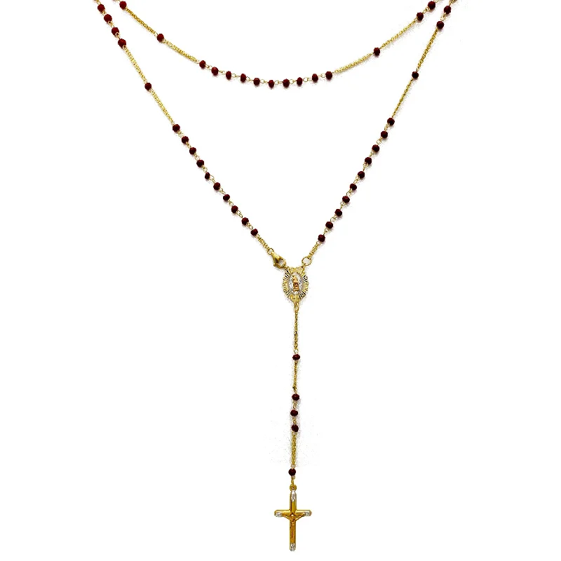 fashion necklaces for women -Red Onyx Rosary Necklace (14K)