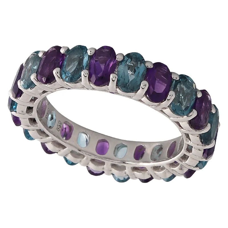 custom wedding rings for women -London Blue Topaz & Amethyst Ring