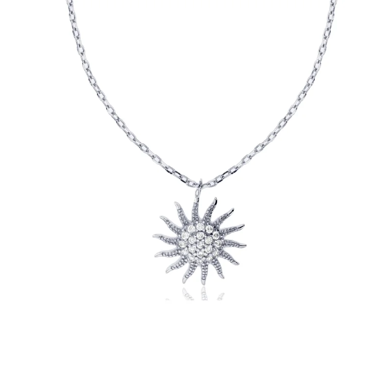 luxury necklaces for women -Sun Necklace (Silver)