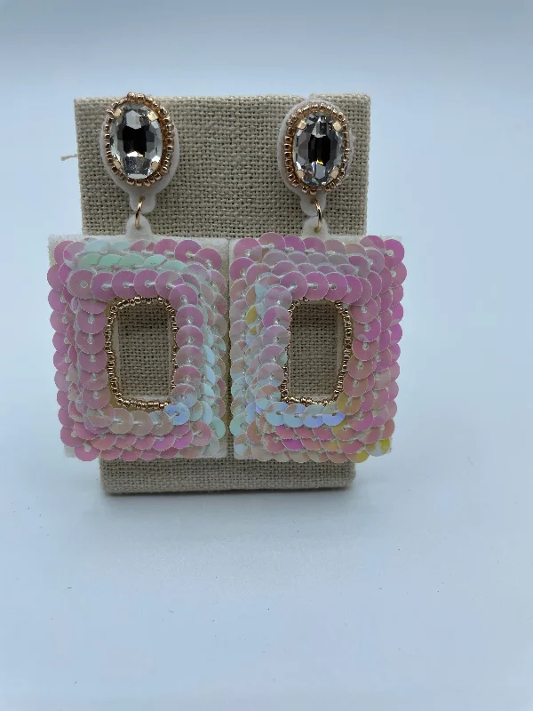 trendy earrings for women -White Sequin Earrings