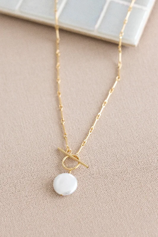 moon necklaces for women -Coin Pearl Knot Necklace