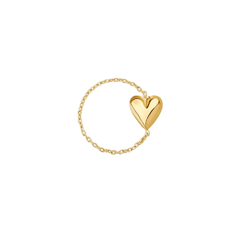 oversized rings for women -Helium Heart Chain Ring