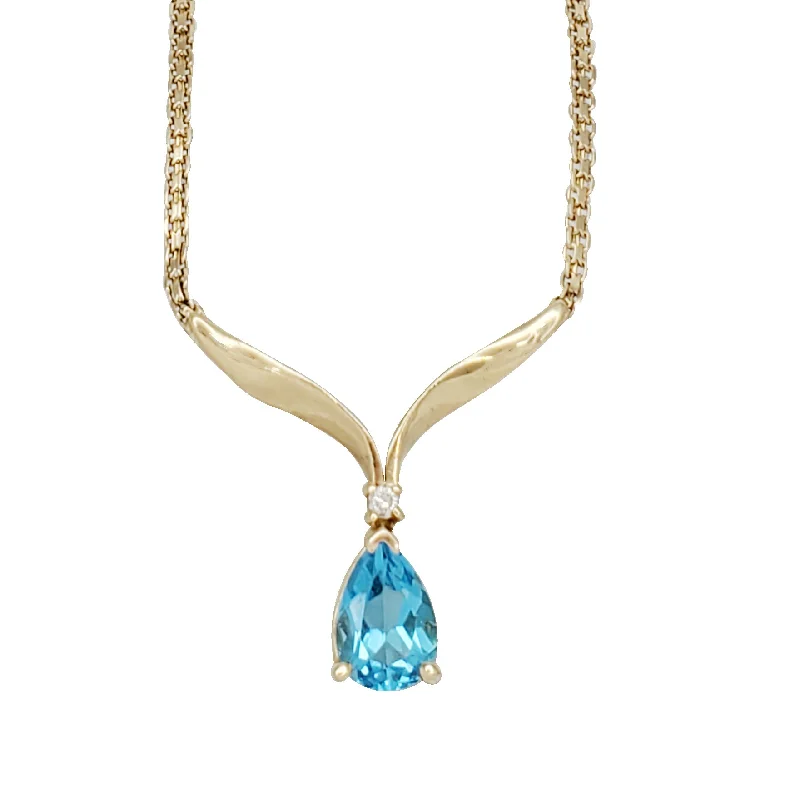 gemstone chain necklaces for women -Natural Aquamarine  Necklace (14 K)