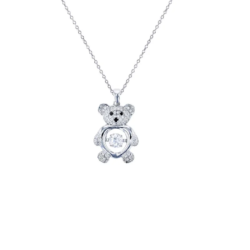 diamond chain necklaces for women -Teddy Bear Necklace (Silver)