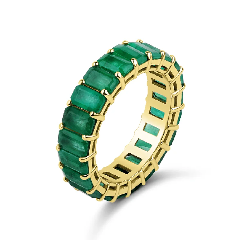 stackable rings for women -Emerald Cut Gemstone Eternity Ring