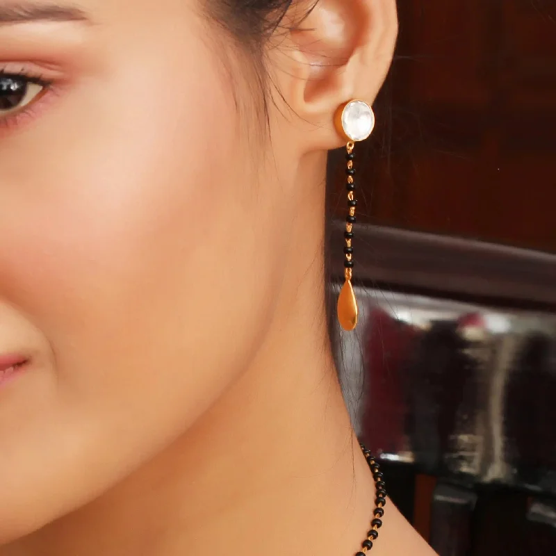 dainty earrings for women -Golden drop mangalsutra earring