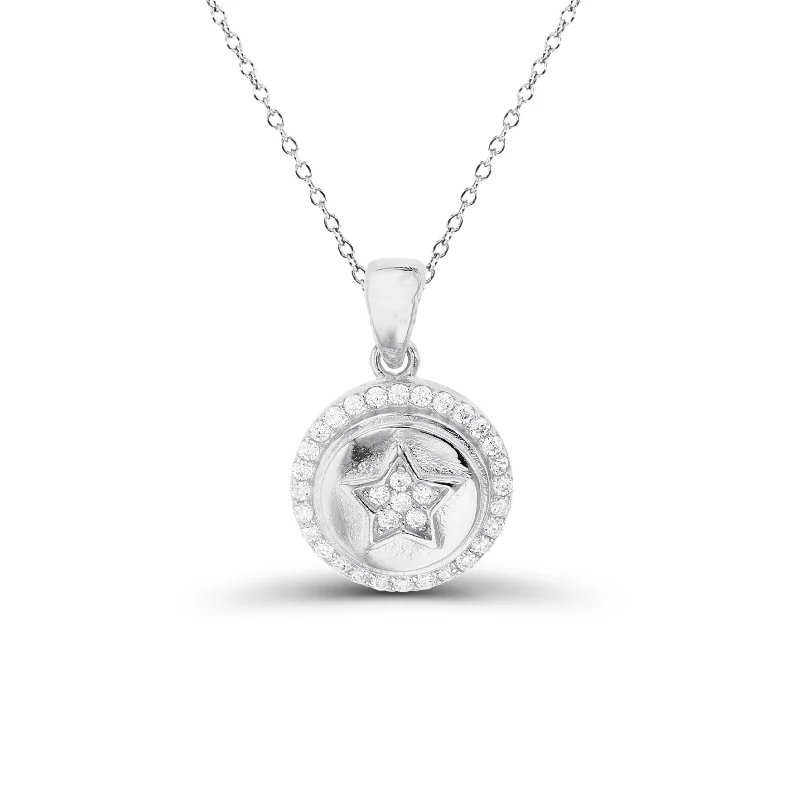 moonstone necklaces for women -Star Circle Necklace (Silver)