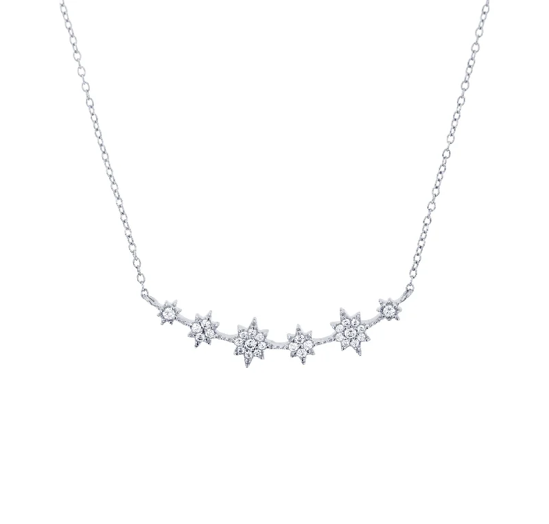 silver necklaces for women -Flower Necklace (Silver)