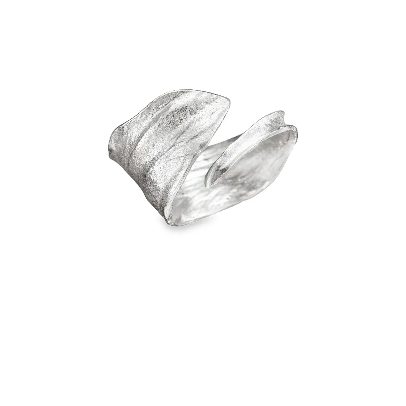 minimalist rings for women -Silver Iris Petal Ring