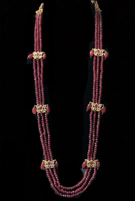 layered gold necklaces for women -LN64 Raina Ruby  beads  necklace (SHIPS IN 2 WEEKS )