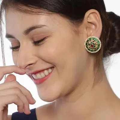 mini earrings for women -92.5 Silver Round Peacock Studs