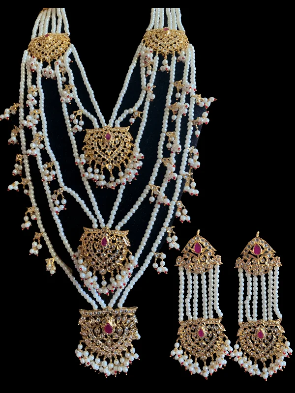 diamond chain necklaces for women -SAT63 Maahi bridal Hyderabadi three layered necklace with earrings ( READY TO SHIP )