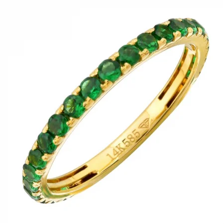 gemstone rings for women -Gemstone Tsavorite Stackable Eternity Ring