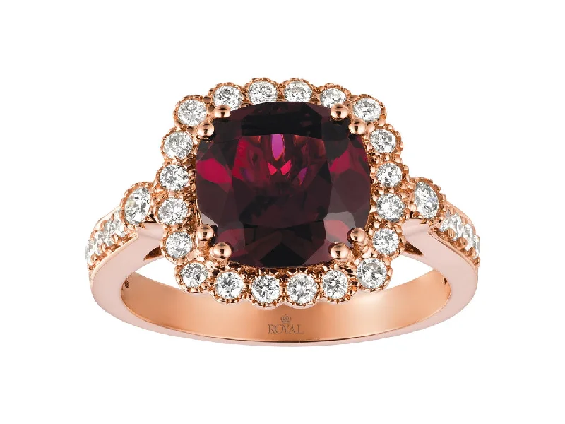 affordable rings for women -Cushion-Cut Rhodalite Garnet Ring