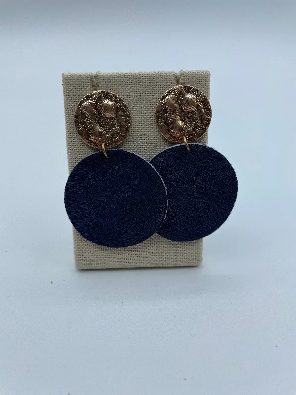 drop earrings for women -Slate Gray Cowhide Disc Earrings