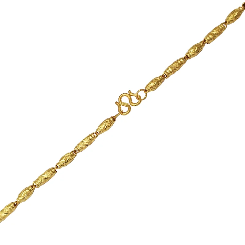 rose gold chain necklaces for women -Diamond-cut Glitter Textured Barrel Necklace (24K)