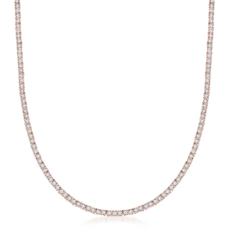 heart-shaped necklaces for women -Diamond Tennis Necklace (14K)